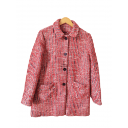 Manteau laine rouge chiné...