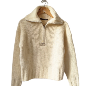 Pull Oversize col zippé 88% laine comptoir des cotonniers S NEUF blanc écru