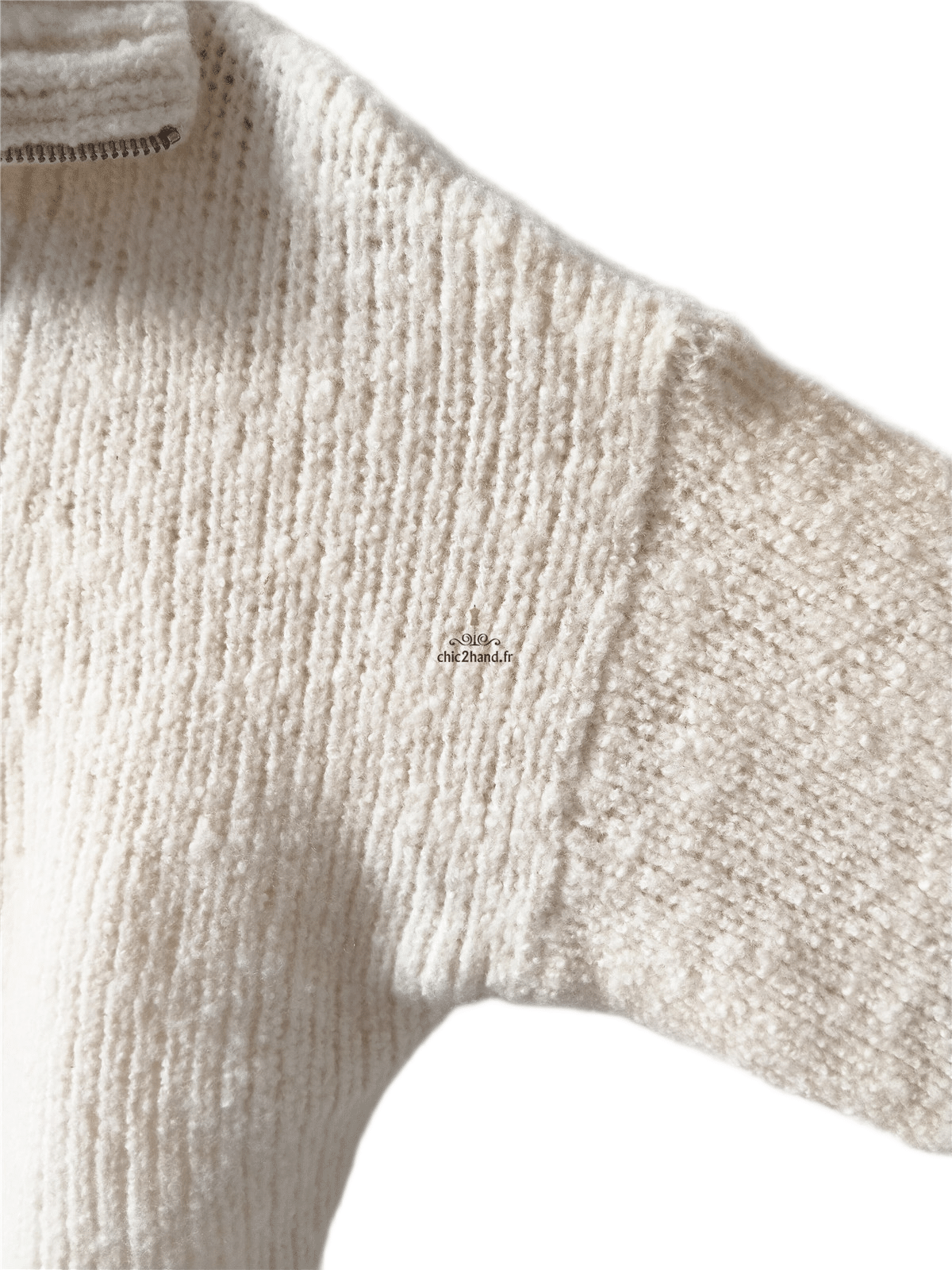Pull Oversize col zippé 88% laine comptoir des cotonniers S NEUF blanc écru – Image 6