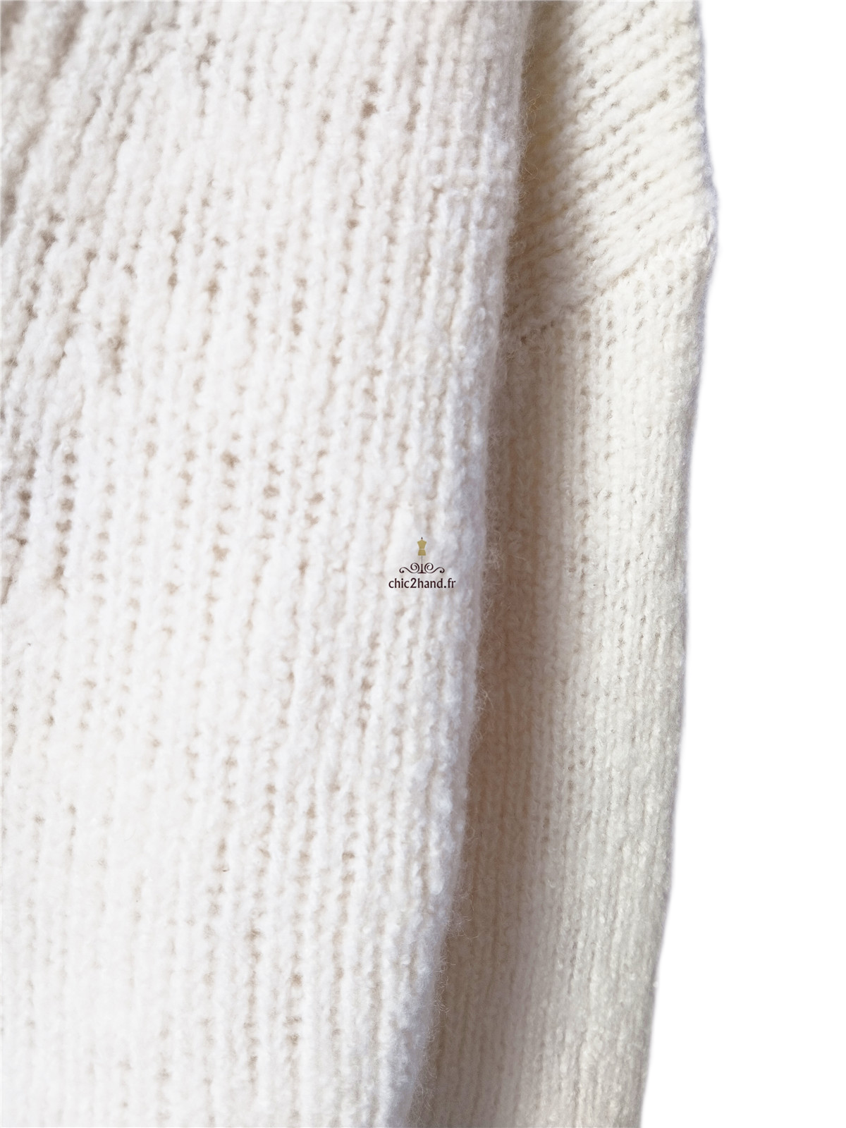 Pull Oversize col zippé 88% laine comptoir des cotonniers S NEUF blanc écru – Image 7