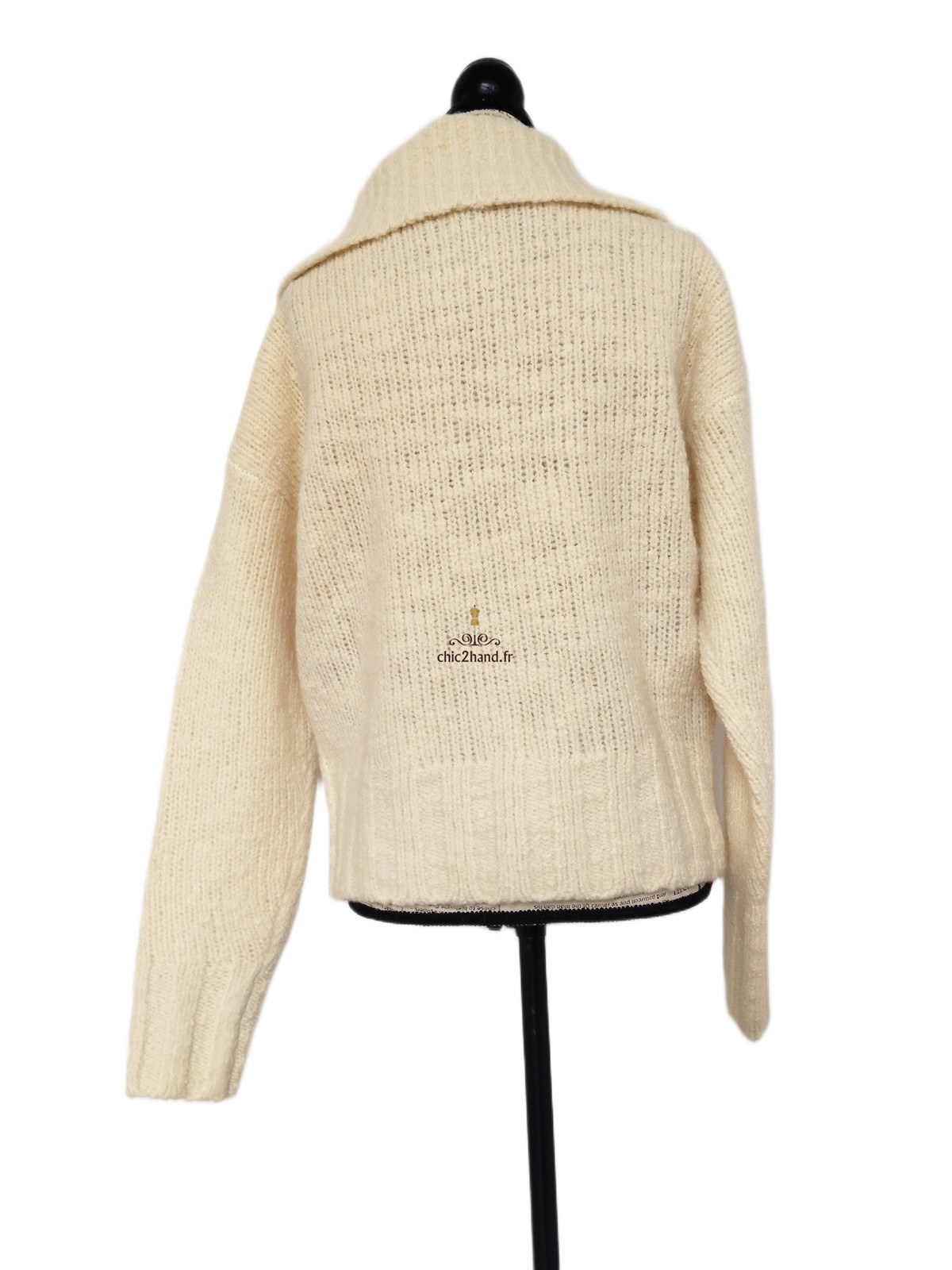 Pull Oversize col zippé 88% laine comptoir des cotonniers S NEUF blanc écru – Image 11