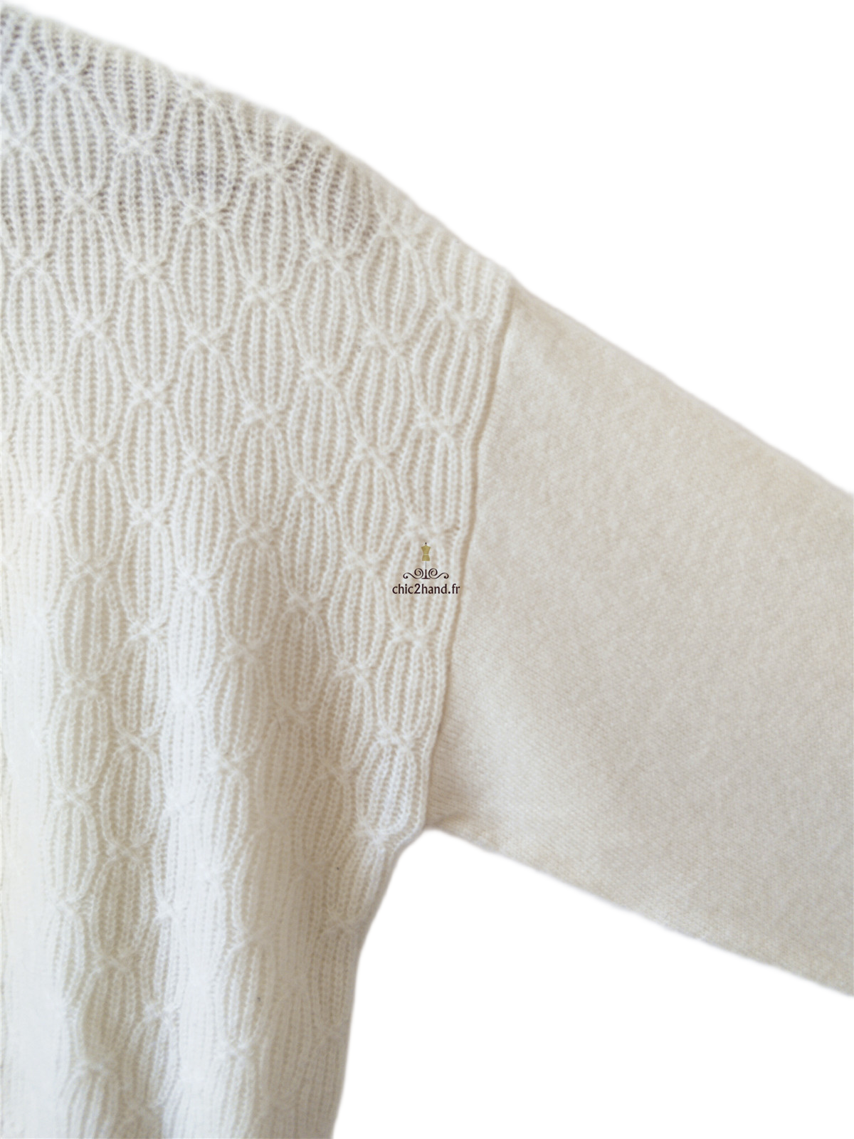 Gilet cargidan ajouré doudou laine Comptoir Des Cotonniers 13146 blanc crème XS NEUF – Image 4