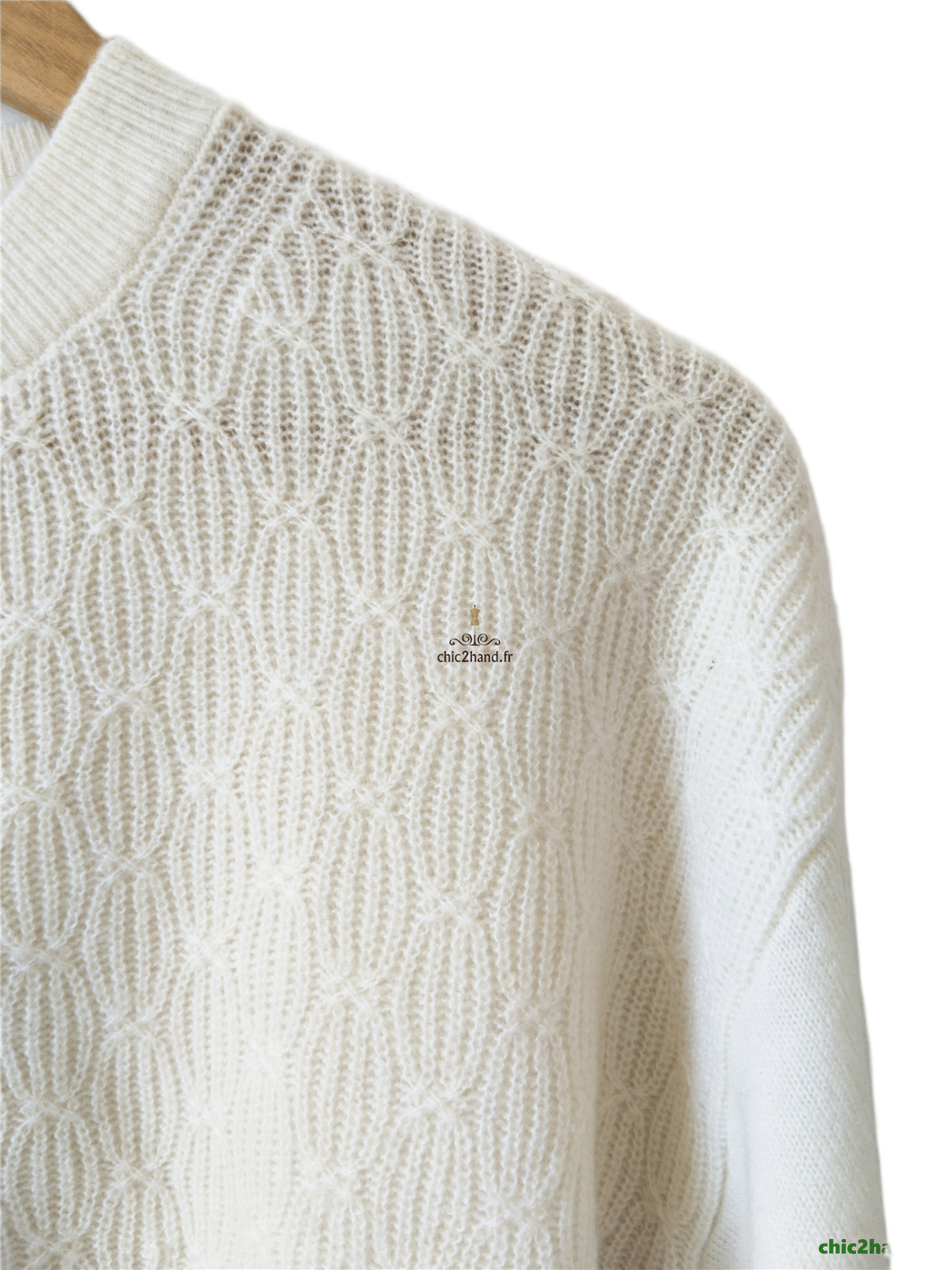 Gilet cargidan ajouré doudou laine Comptoir Des Cotonniers 13146 blanc crème XS NEUF – Image 5