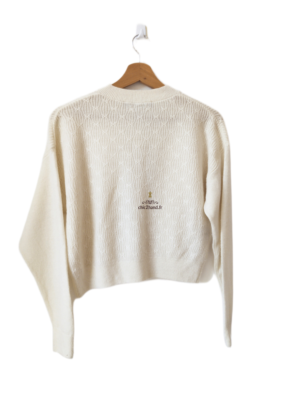Gilet cargidan ajouré doudou laine Comptoir Des Cotonniers 13146 blanc crème XS NEUF – Image 6
