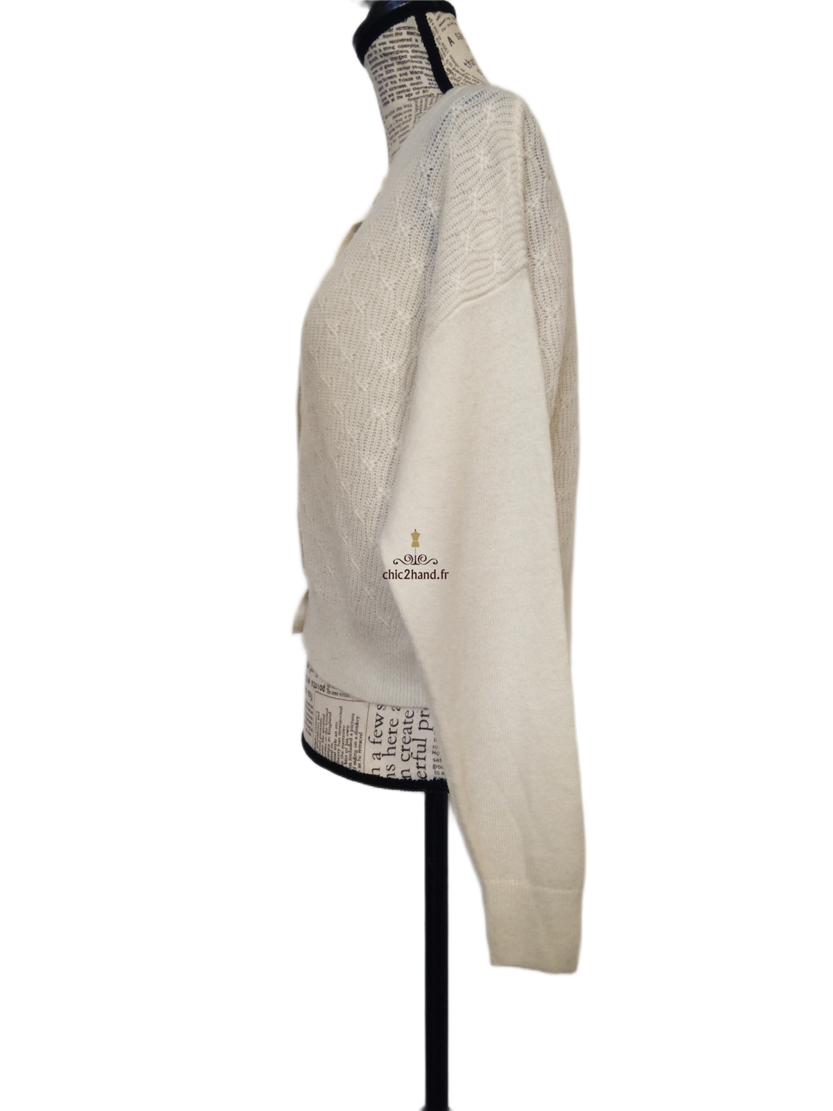 Gilet cargidan ajouré doudou laine Comptoir Des Cotonniers 13146 blanc crème XS NEUF – Image 8