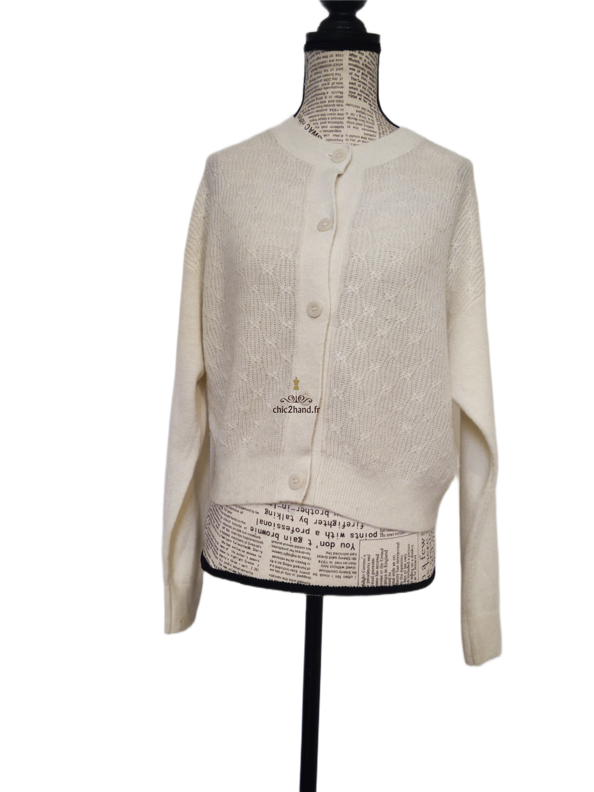 Gilet cargidan ajouré doudou laine Comptoir Des Cotonniers 13146 blanc crème XS NEUF – Image 9