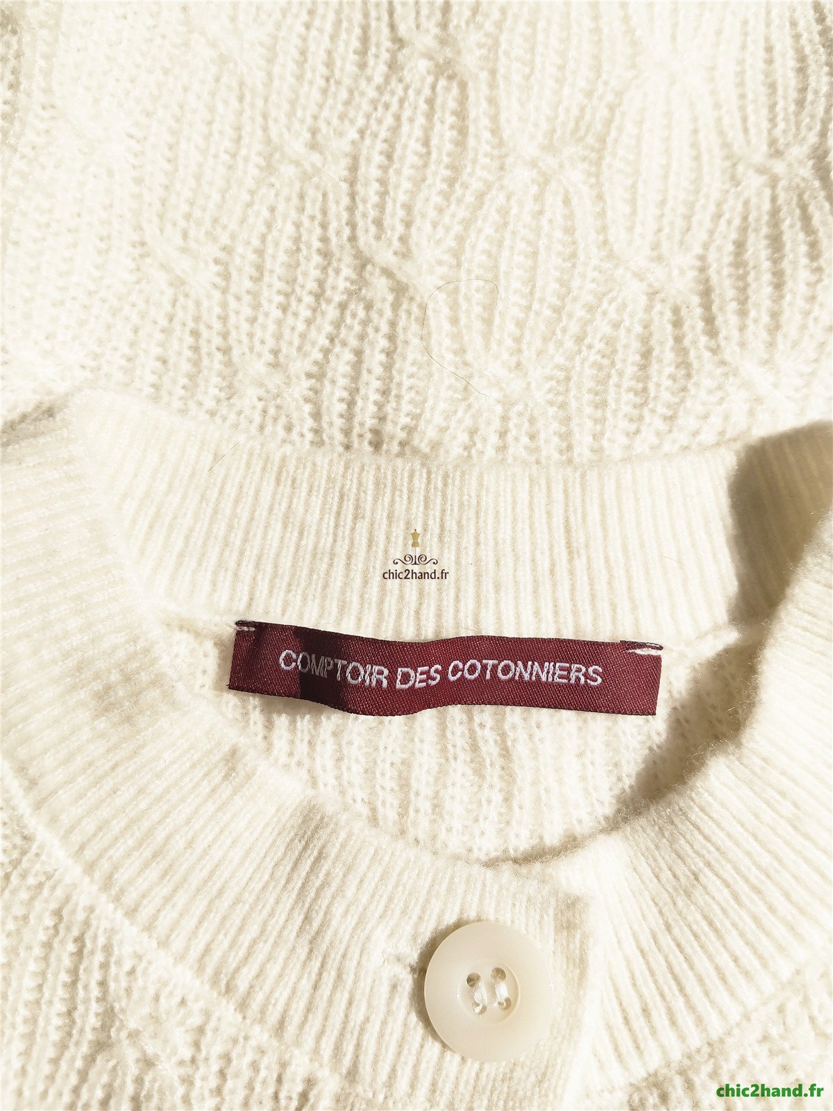 Gilet cargidan ajouré doudou laine Comptoir Des Cotonniers 13146 blanc crème XS NEUF – Image 11