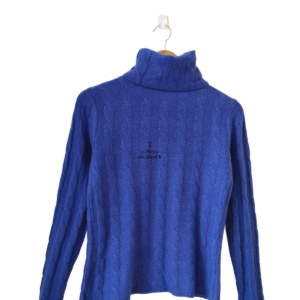 Pull col roulé 100% pur cachemire G.B. Frugone 1885 bleu it44 S NEUF