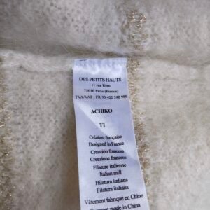 Pull oversize doudou Des Petits Hauts achiko blanc doré super kid mohair T1 TBE