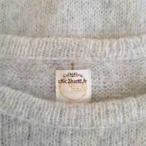 Pull oversize doudou Des Petits Hauts achiko gris clair doré super kid mohair T0 NEUF