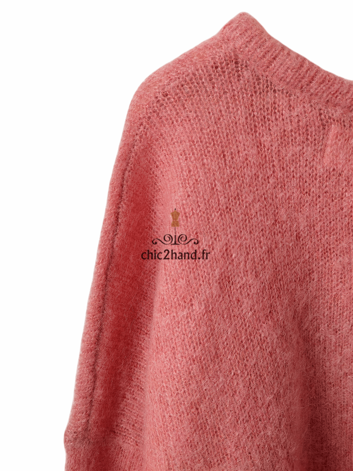 Gilet cardigan oversize doudou Des Petits Hauts achilou super kid mohair T0 tbe rose – Image 4