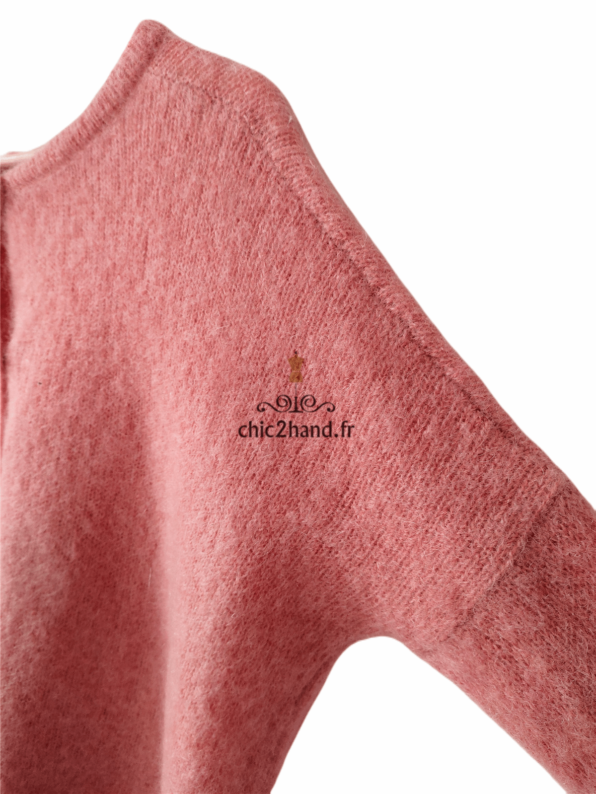 Gilet cardigan oversize doudou Des Petits Hauts achilou super kid mohair T0 tbe rose – Image 3