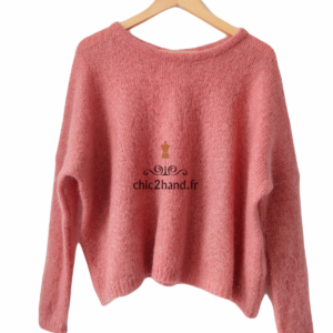 Gilet cardigan oversize doudou Des Petits Hauts achilou super kid mohair T0 tbe rose