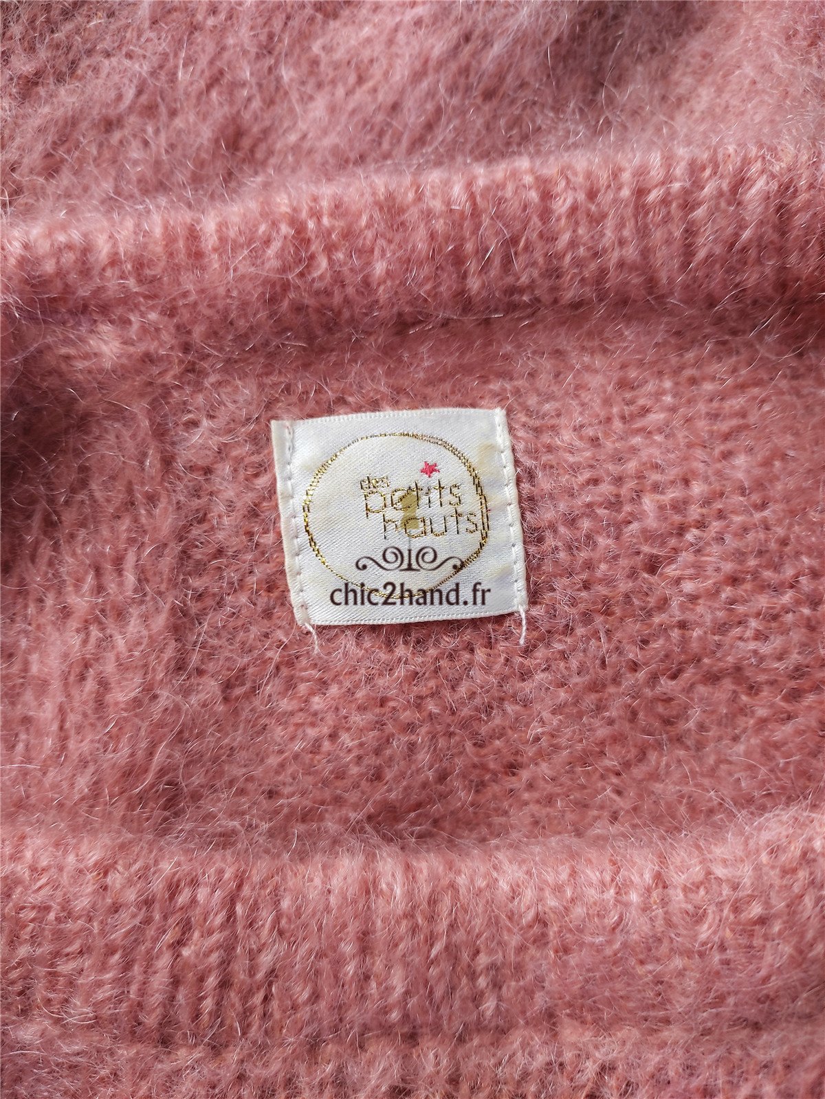 Gilet cardigan oversize doudou Des Petits Hauts achilou super kid mohair T0 tbe rose – Image 8