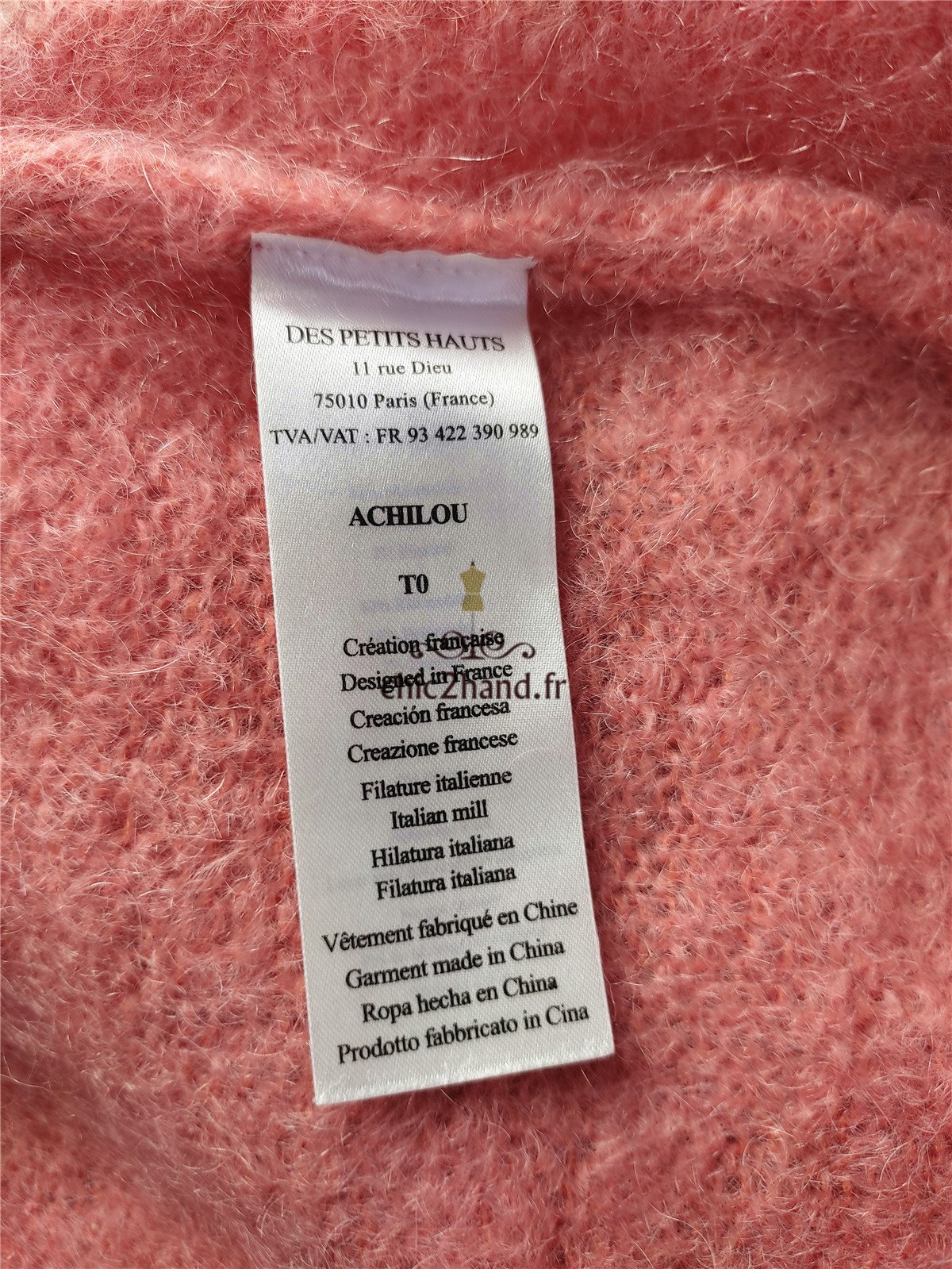 Gilet cardigan oversize doudou Des Petits Hauts achilou super kid mohair T0 tbe rose – Image 7
