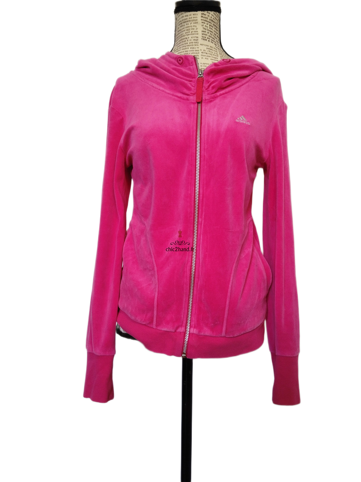 Sweat cardigan avec capuche doudou Adidas S rose TBE – Image 9