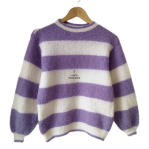 Pull oversize doudou Des Petits Hauts Alea blanc violet rayures T0 NEUF