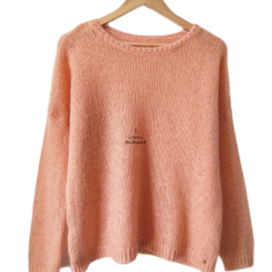 Pull oversize doudou Des Petits Hauts Amance rose saumon kid mohair T2 TBE