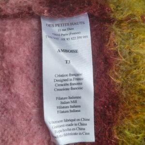 Pull oversize doudou multicolore 80% kid mohair Des Petits Hauts T3 modèle amboise TBE