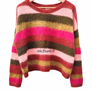 Pull oversize doudou multicolore 80% kid mohair Des Petits Hauts T3 modèle amboise TBE