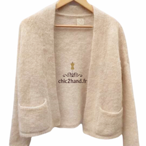 Gilet cardigan doudou beige doré kid mohair Des Petits Hauts T1 Neuf modèle analie