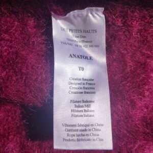Gilet cardigan oversize doudou ceinturé Des Petits Hauts Anatole kid mohair T0 rose violet NEUF