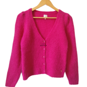 Gilet cardigan doudou Des Petits Hauts Apolin super kid mohair laine T1 rose Excellent état