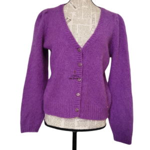 Gilet cardigan doudou Des Petits Hauts Apolin super kid mohair laine T1 violet NEUF