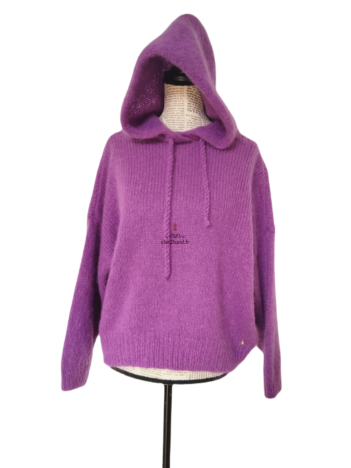 Pull oversize avec capuche violet kid mohair Des Petits Hauts T1 Neuf modèle Apolo – Image 7