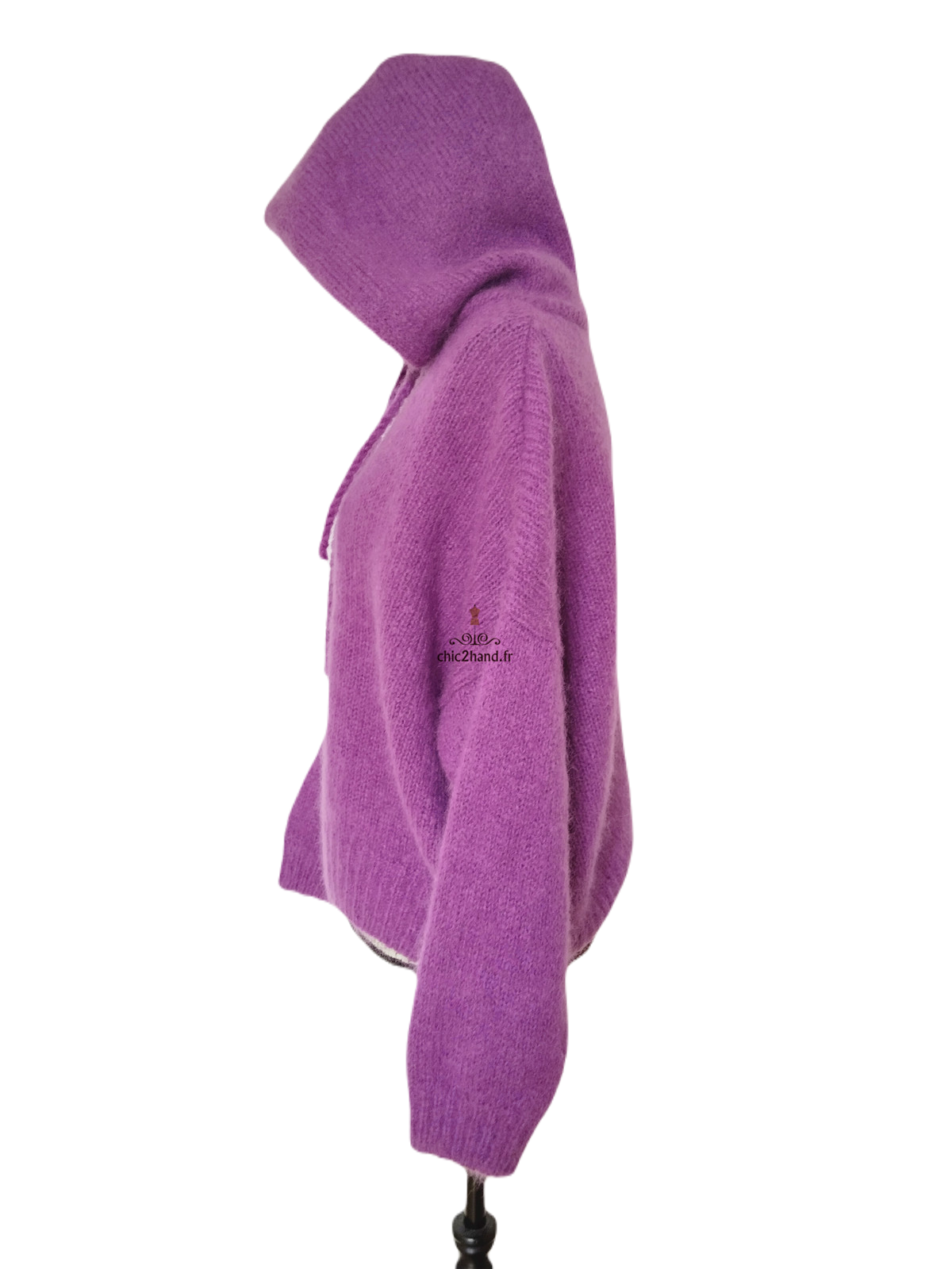 Pull oversize avec capuche violet kid mohair Des Petits Hauts T1 Neuf modèle Apolo – Image 8