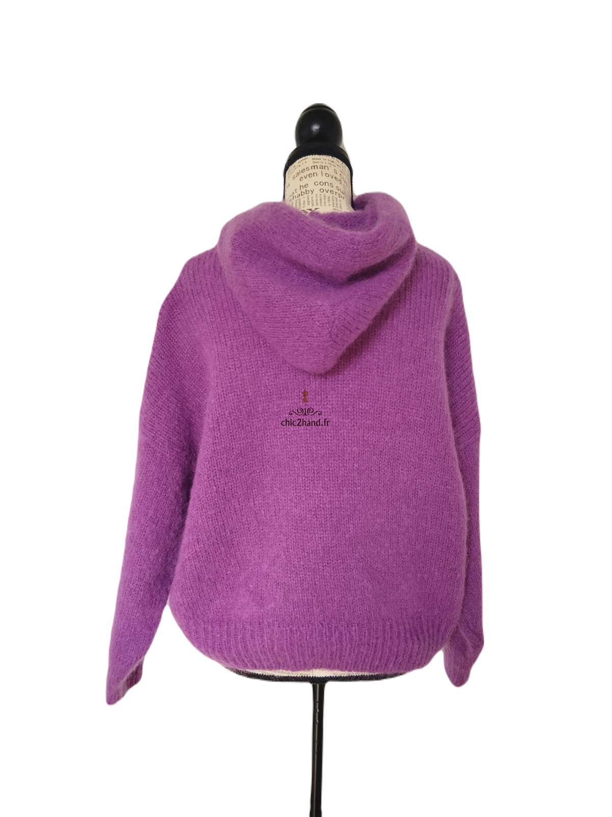 Pull oversize avec capuche violet kid mohair Des Petits Hauts T1 Neuf modèle Apolo – Image 9