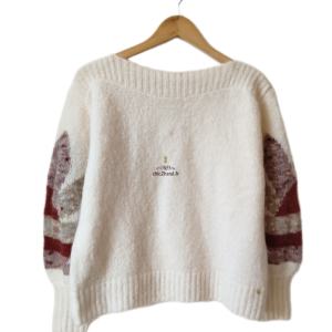 Pull oversize doudou laine mohair Des Petits Hauts Ares blanc fleuri T0 Neuf