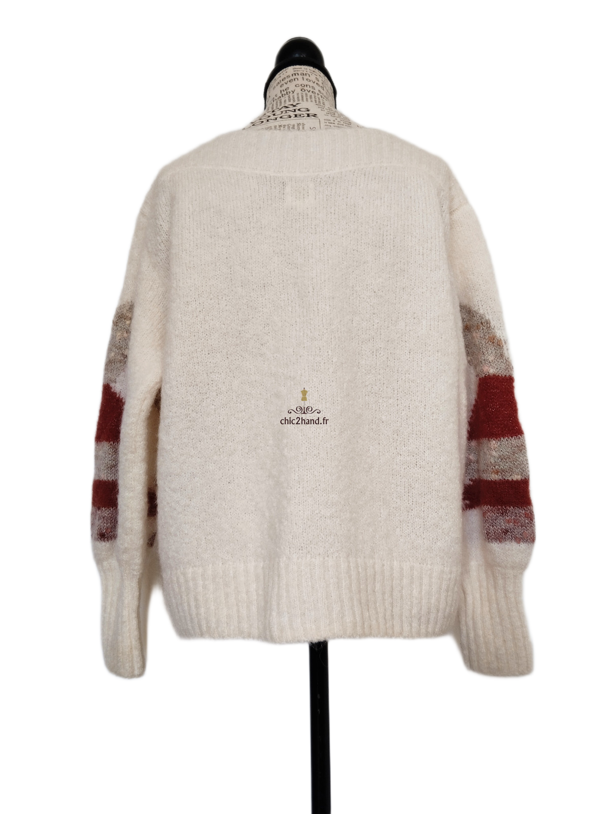 Pull oversize doudou laine mohair Des Petits Hauts Ares blanc fleuri T0 Neuf – Image 11