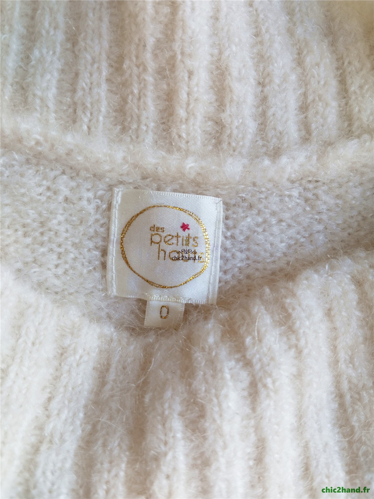 Pull oversize doudou laine mohair Des Petits Hauts Ares blanc fleuri T0 Neuf – Image 15