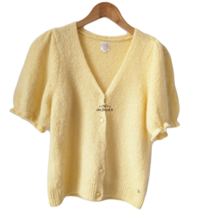 Gilet cardigan doudou Des Petits Hauts arlotte laine  kid mohair jaune T1 NEUF