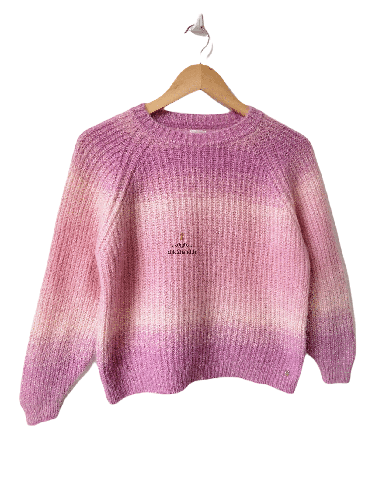 Pull loose doudou violet dégradé kid mohair laine Des Petits Hauts S TBE modèle aurore – Image 3