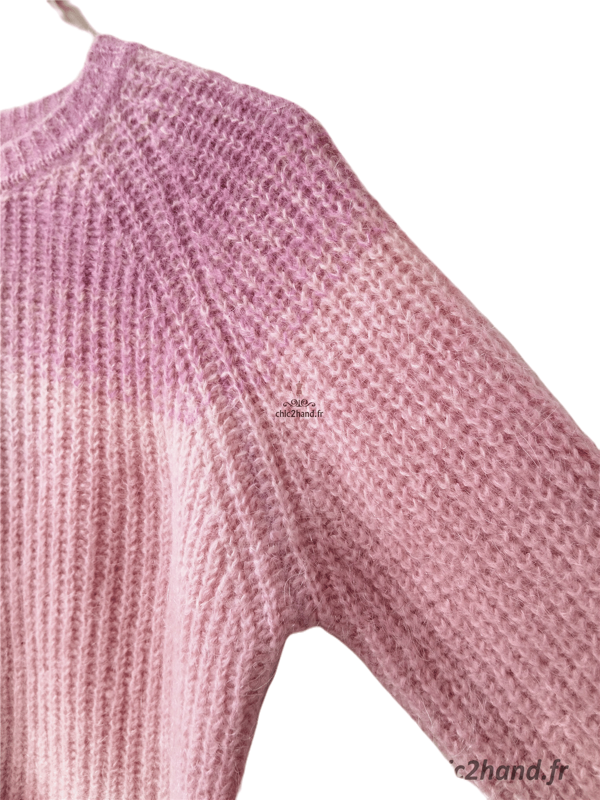 Pull loose doudou violet dégradé kid mohair laine Des Petits Hauts S TBE modèle aurore – Image 4