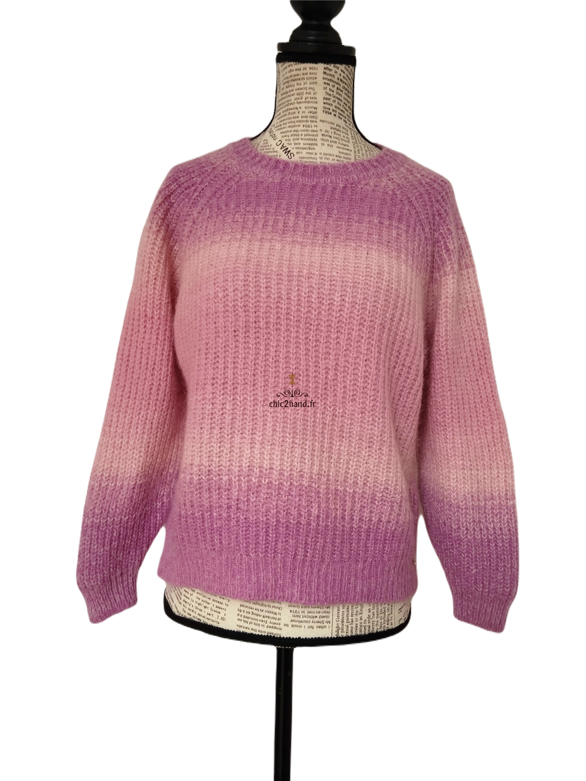 Pull loose doudou violet dégradé kid mohair laine Des Petits Hauts S TBE modèle aurore – Image 6
