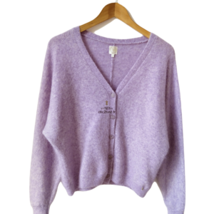 Gilet cardigan doudou Des Petits Hauts Babar laine alpaga T1 violet mauve Excellent état