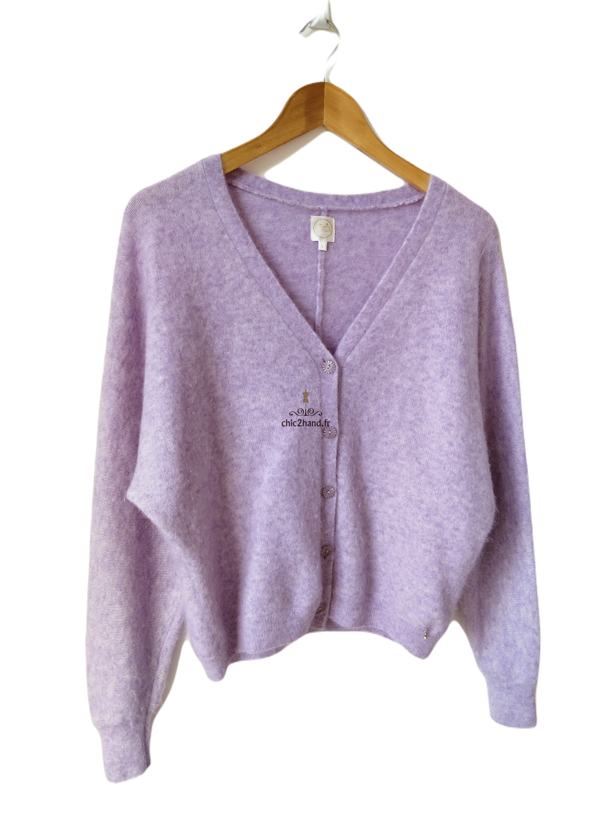 Gilet cardigan doudou Des Petits Hauts Babar laine alpaga T1 violet mauve Excellent état – Image 2