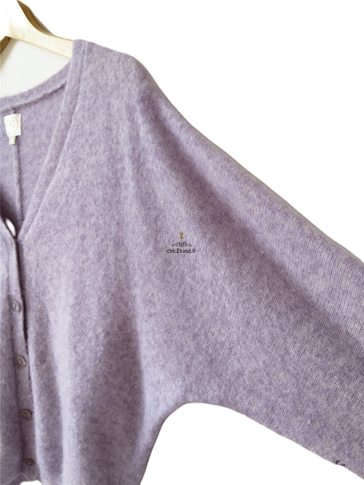 Gilet cardigan doudou Des Petits Hauts Babar laine alpaga T1 violet mauve Excellent état – Image 5