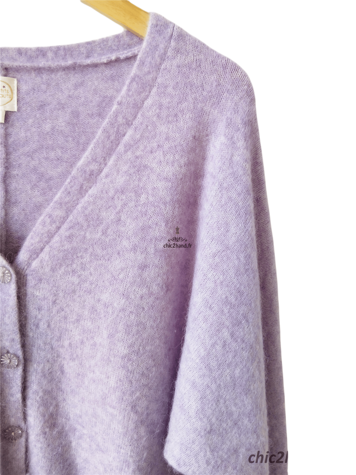 Gilet cardigan doudou Des Petits Hauts Babar laine alpaga T1 violet mauve Excellent état – Image 6