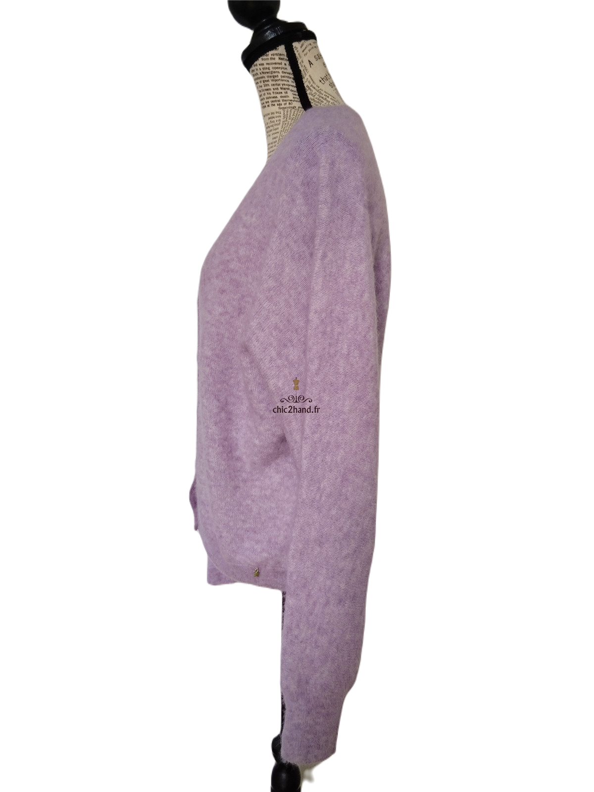 Gilet cardigan doudou Des Petits Hauts Babar laine alpaga T1 violet mauve Excellent état – Image 9
