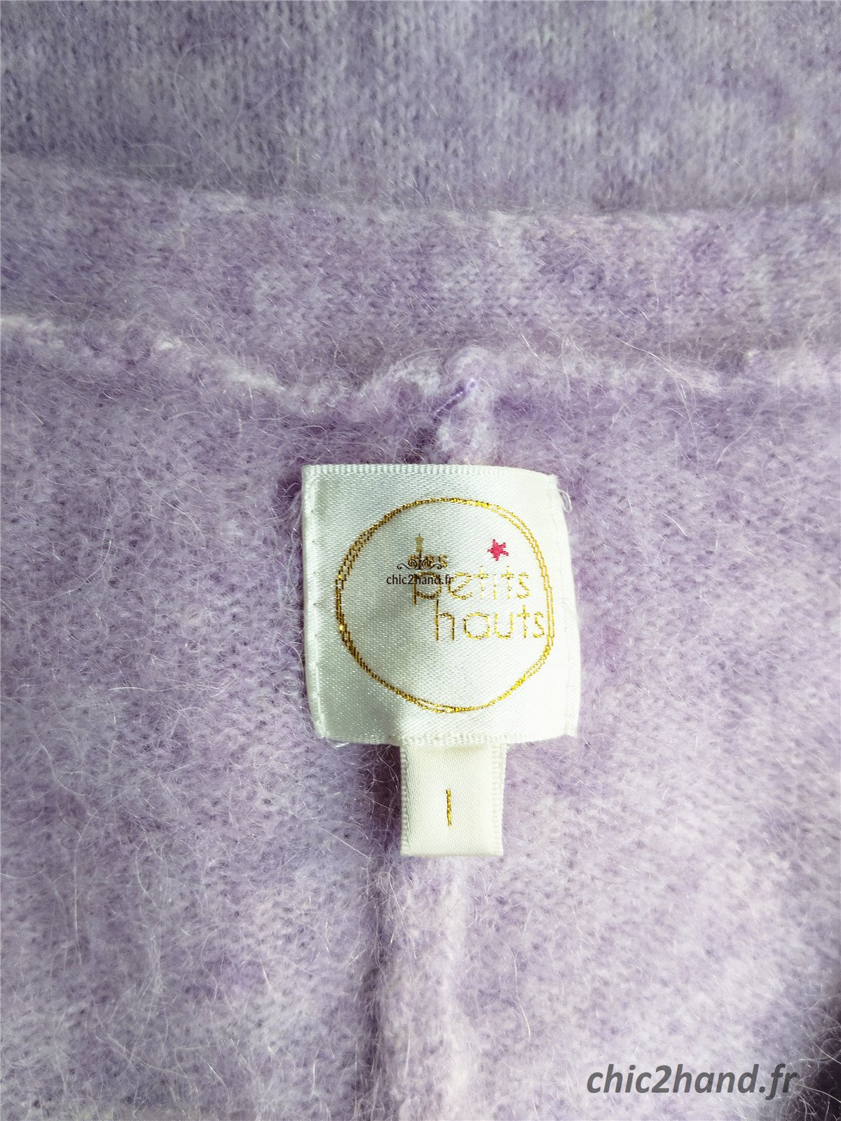Gilet cardigan doudou Des Petits Hauts Babar laine alpaga T1 violet mauve Excellent état – Image 13