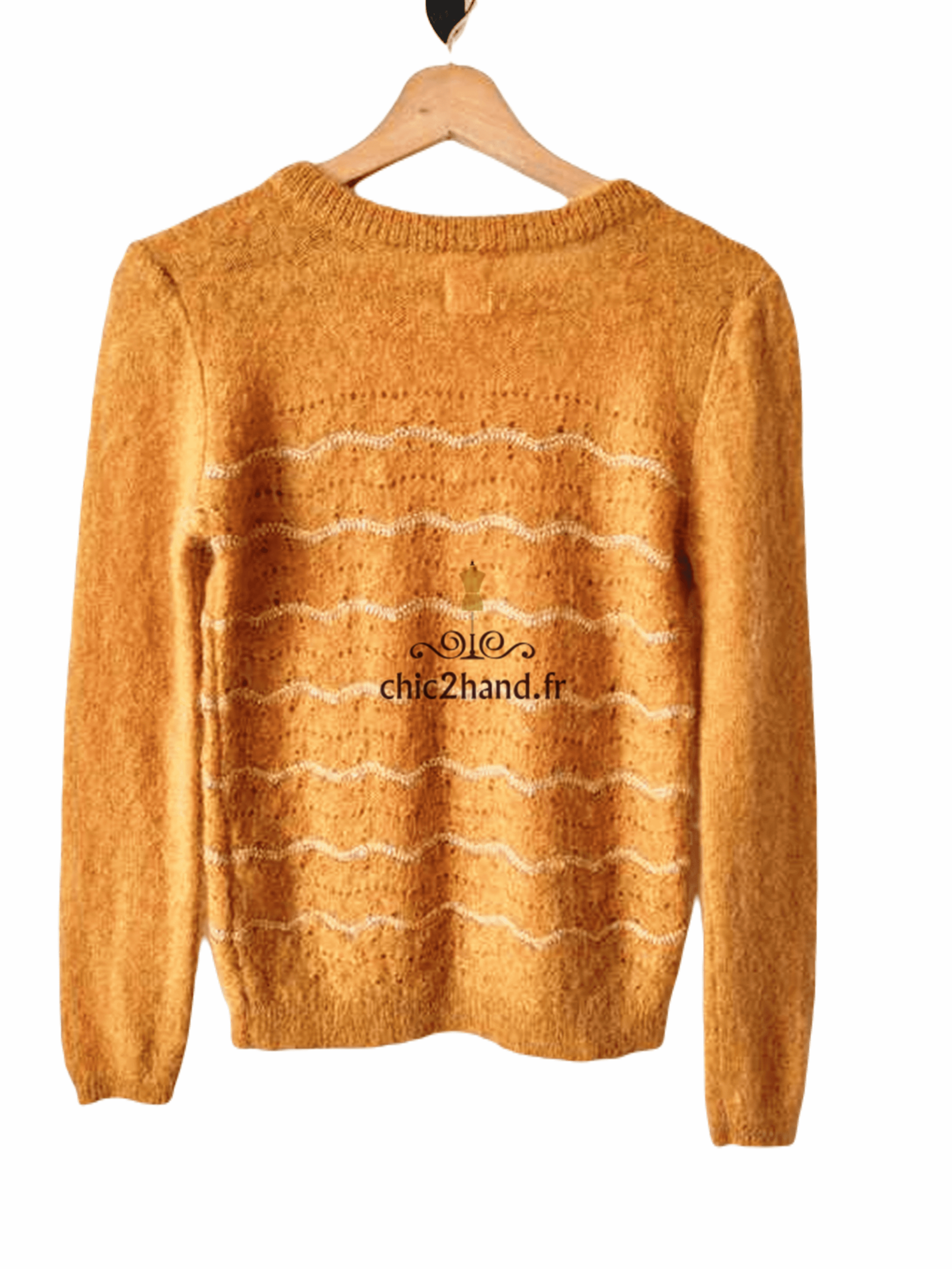 Pull kid mohair lurex ajouré Des Petits Hauts XS modèle barbara couleur doré – Image 7