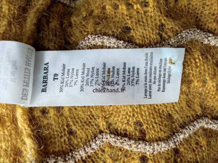 Pull kid mohair lurex ajouré Des Petits Hauts XS modèle barbara couleur doré – Image 3