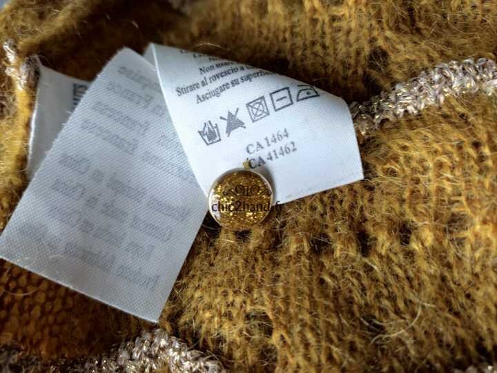 Pull kid mohair lurex ajouré Des Petits Hauts XS modèle barbara couleur doré – Image 2