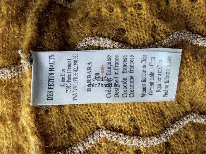 Pull kid mohair lurex ajouré Des Petits Hauts XS modèle barbara couleur doré – Image 4