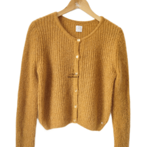 Gilet cardigan Des Petits Hauts barbella laine kid mohair lurex T1 moutarde doré Neuf