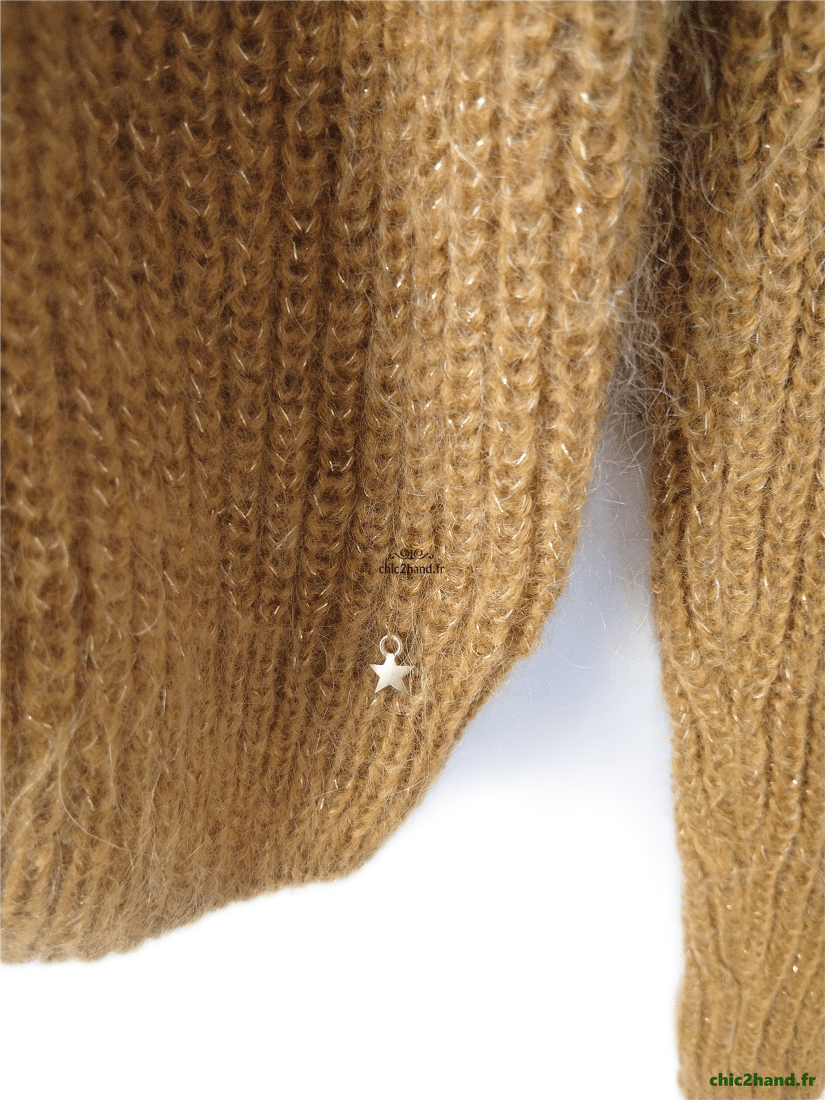 Gilet cardigan Des Petits Hauts barbella laine kid mohair lurex T1 moutarde doré Neuf – Image 5